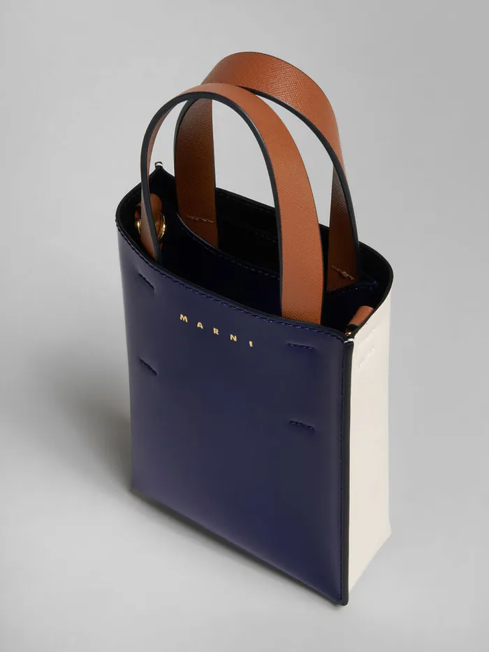 MUSEO Nano Bag In Blue And White Leather Women Marni Tote Bags