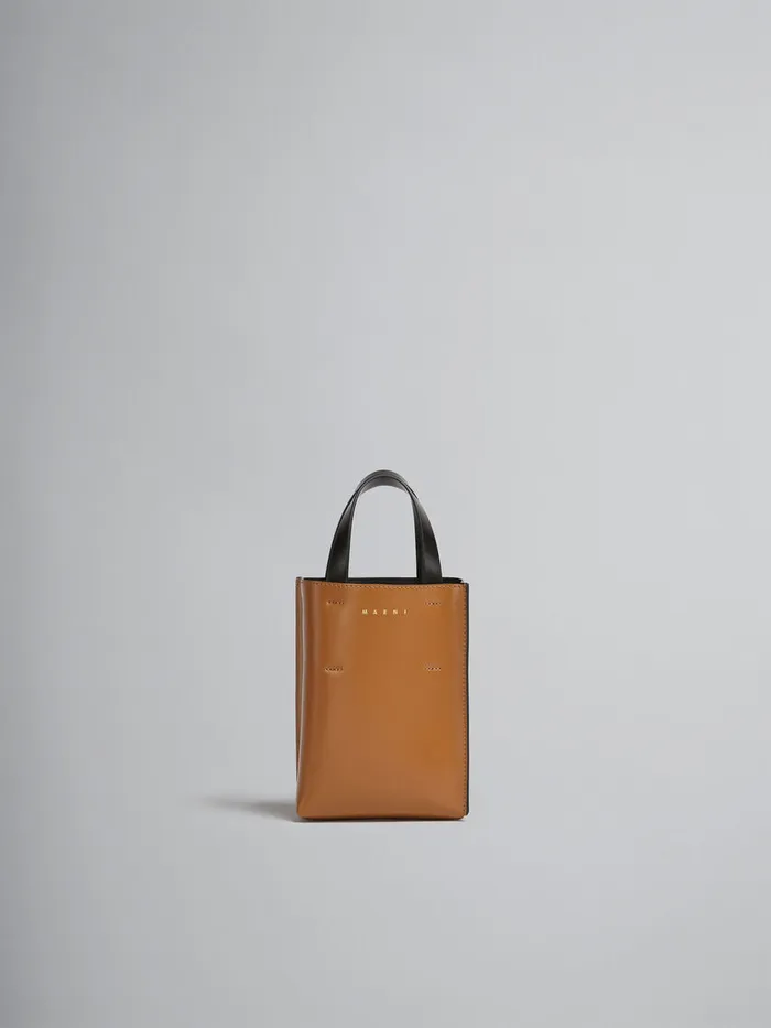 Museo Nano Bag In Brown And Black Leather Women Marni Tote Bags