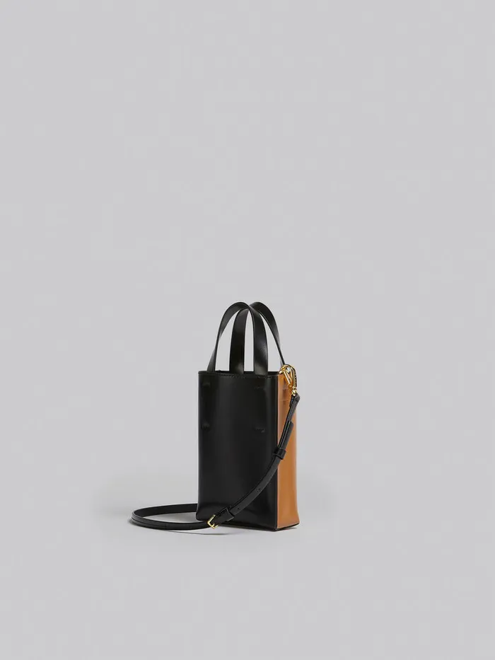 Museo Nano Bag In Brown And Black Leather Women Marni Tote Bags