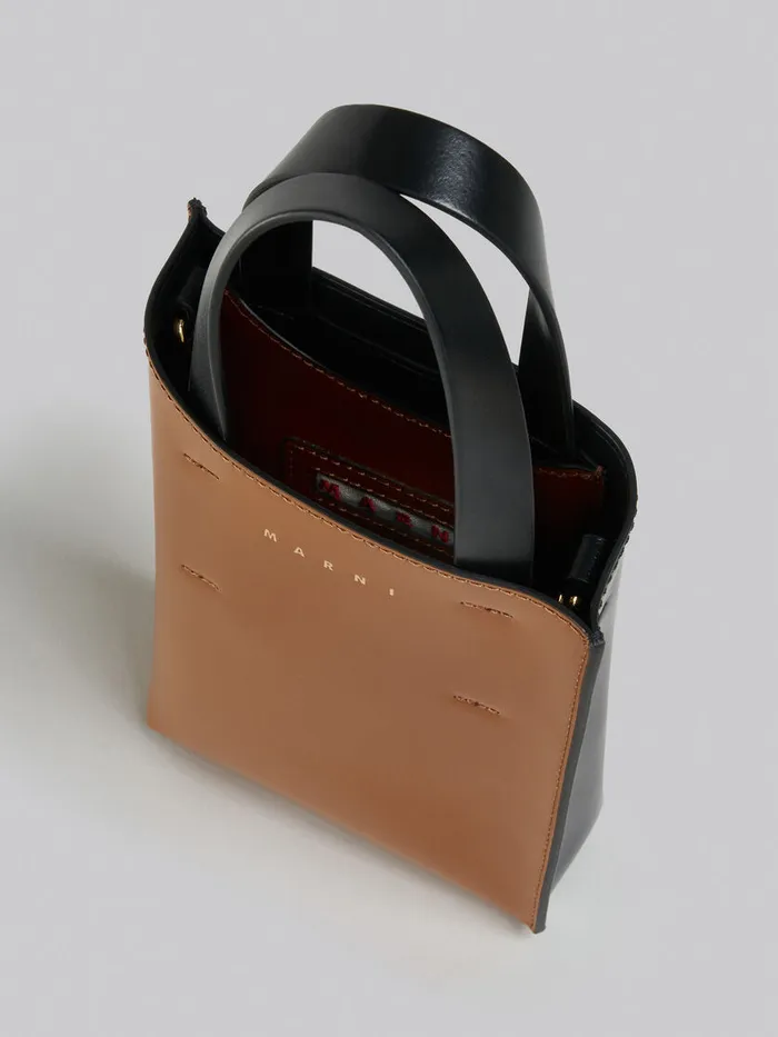 Museo Nano Bag In Brown And Black Leather Women Marni Tote Bags