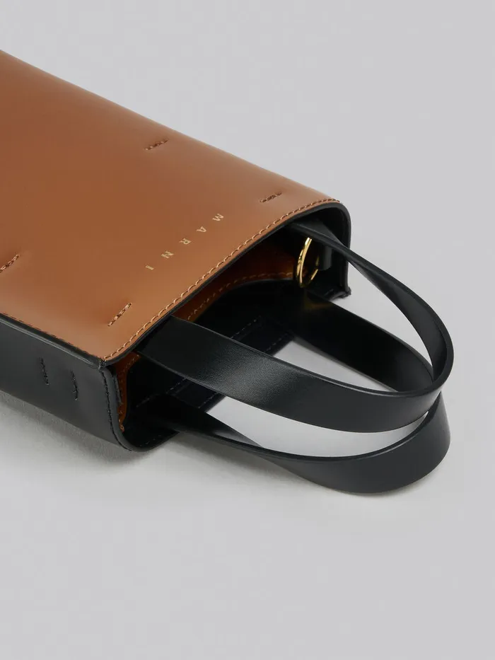 Museo Nano Bag In Brown And Black Leather Women Marni Tote Bags
