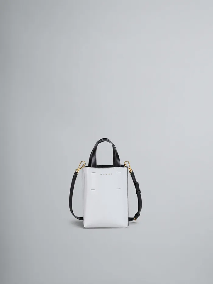 MUSEO Nano Bag In White And Black Leather Women Marni Crossbody Bags