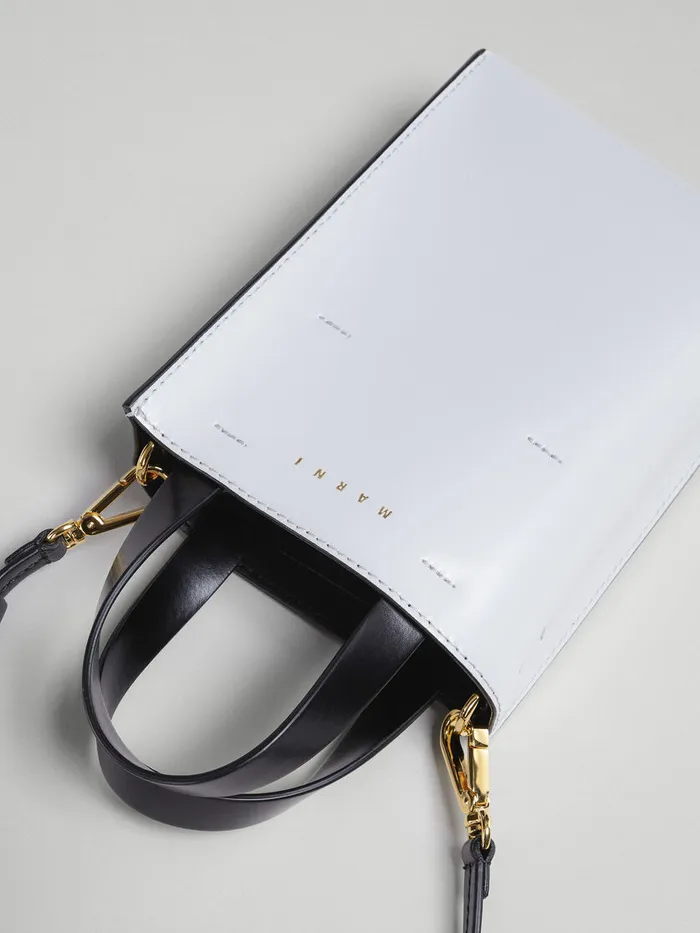 MUSEO Nano Bag In White And Black Leather Women Marni Crossbody Bags