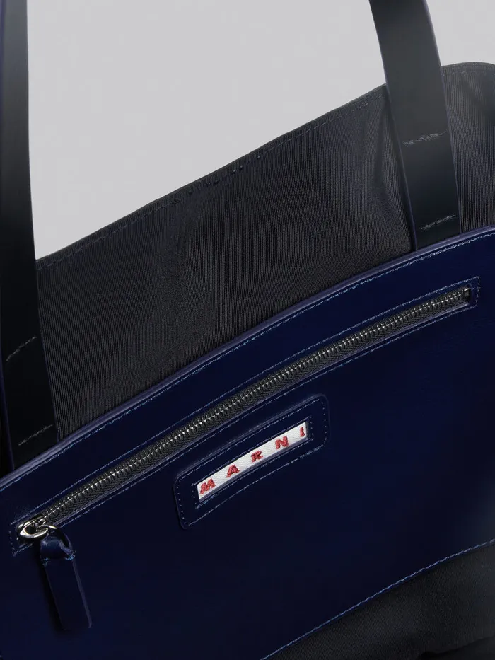 Museo Soft Bag In Blue And Black Leather Men Marni Tote Bags