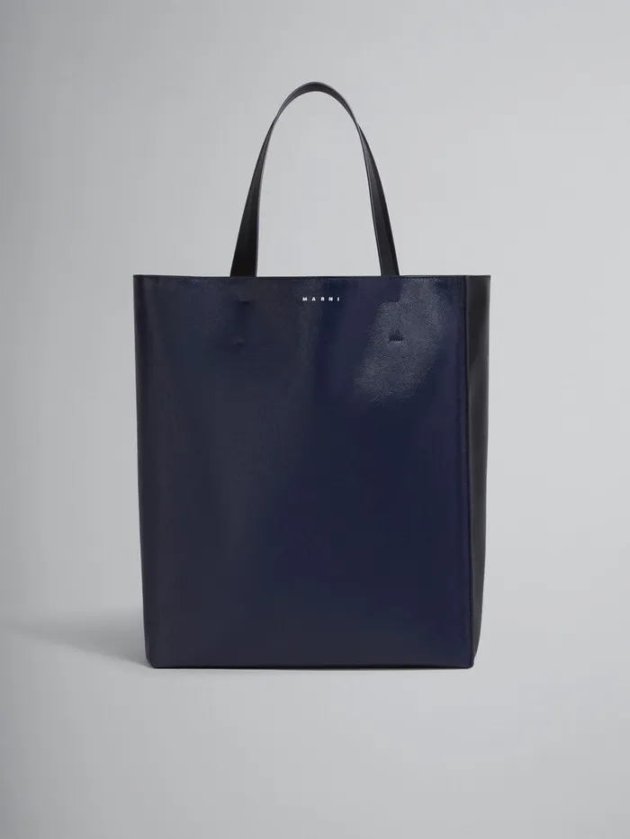 Museo Soft Large Bag In Black And Blue Leather Men Marni Tote Bags