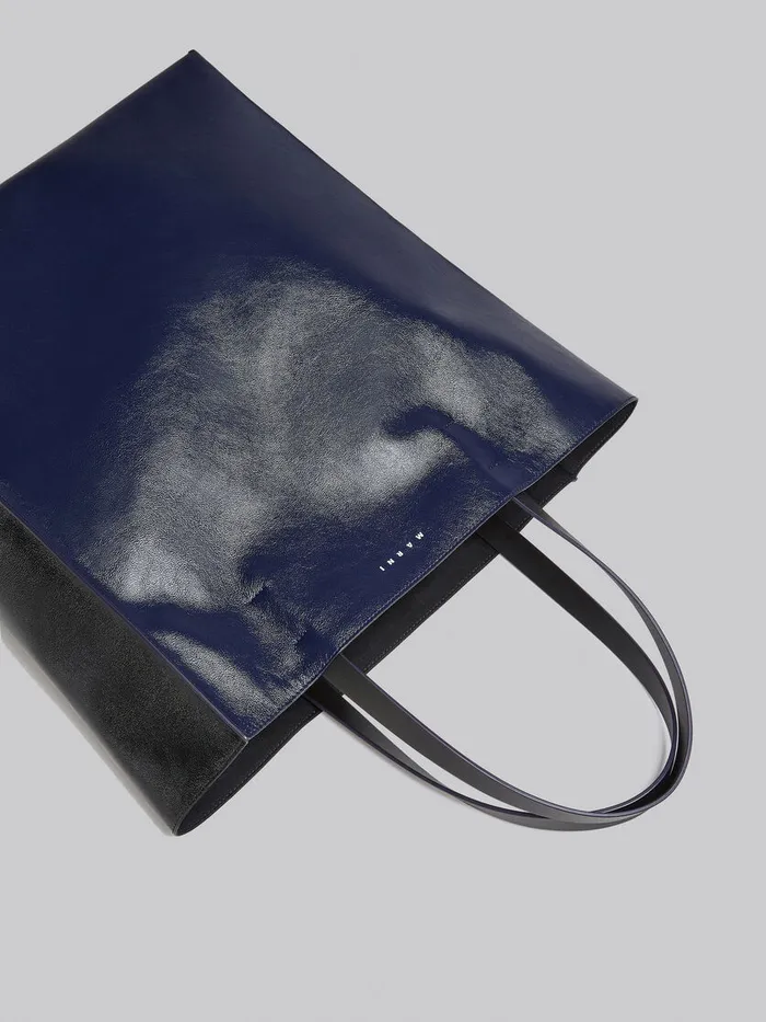 Museo Soft Large Bag In Black And Blue Leather Men Marni Tote Bags