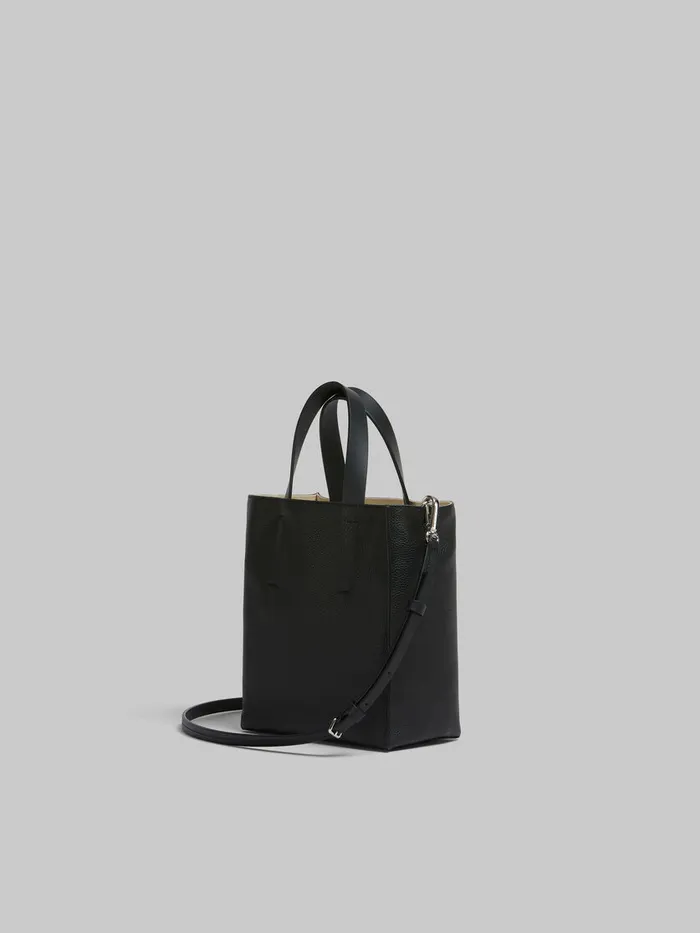 Museo Soft Mini Bag In Black Leather With Marni Mending Women Marni Tote Bags