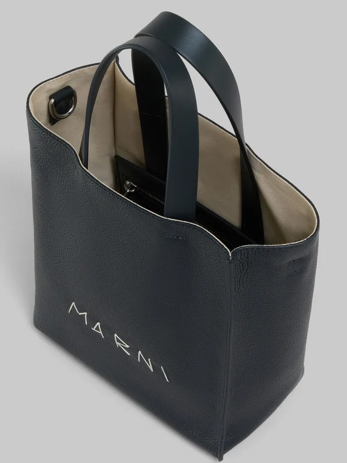 Museo Soft Mini Bag In Black Leather With Marni Mending Women Marni Tote Bags