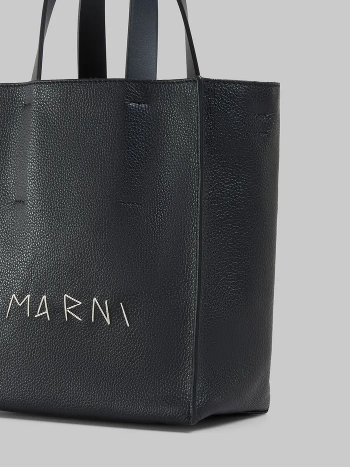 Museo Soft Mini Bag In Black Leather With Marni Mending Women Marni Tote Bags