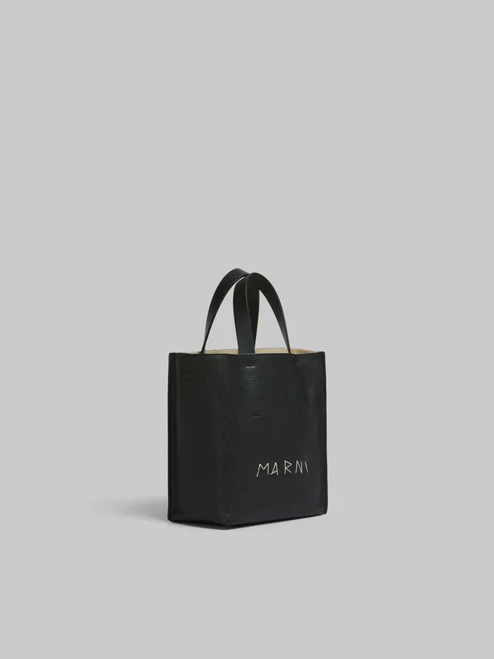 Museo Soft Mini Bag In Black Leather With Marni Mending Women Marni Tote Bags