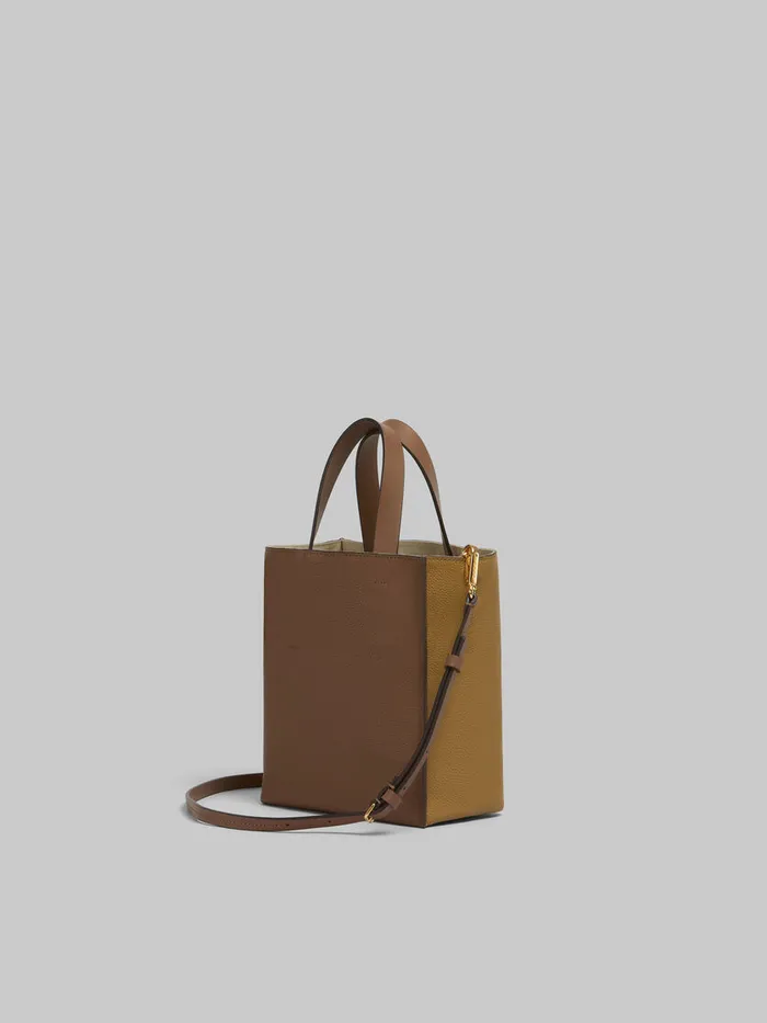 Museo Soft Mini Bag In Brown Colourblock Leather With Marni Mending Women Marni Tote Bags