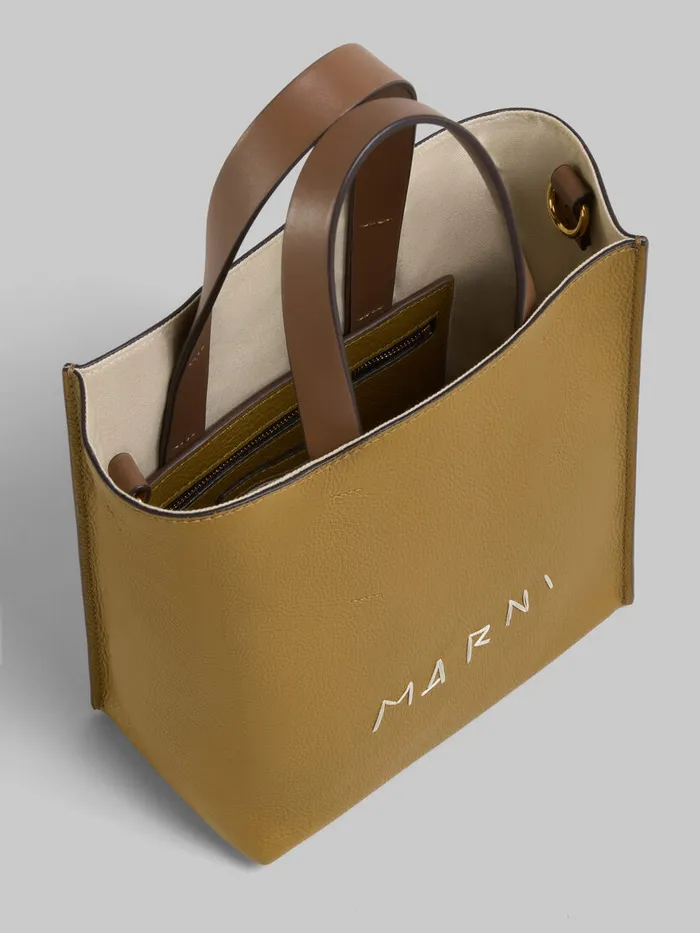 Museo Soft Mini Bag In Brown Colourblock Leather With Marni Mending Women Marni Tote Bags