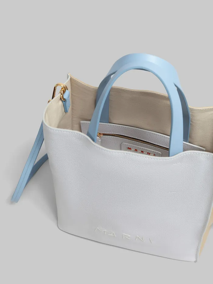 Museo Soft Mini Bag In Grey Beige And Blue Leather With Marni Mending Women Marni Tote Bags