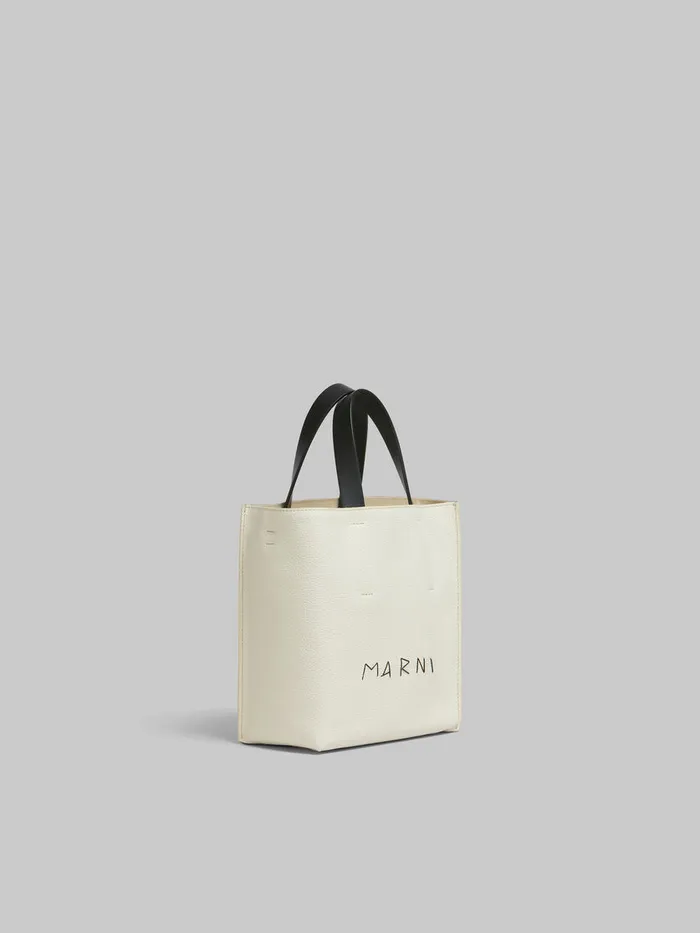 Museo Soft Mini Bag In Ivory And Brown Leather With Marni Mending Women Marni Tote Bags
