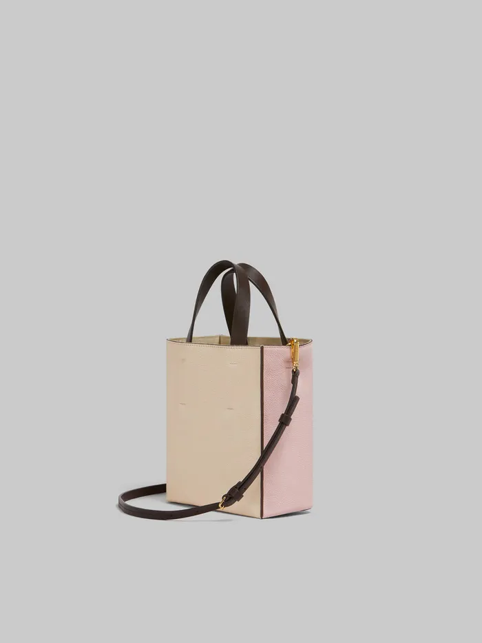 Museo Soft Mini Bag In Pink Colourblock Leather With Marni Mending Women Marni Tote Bags