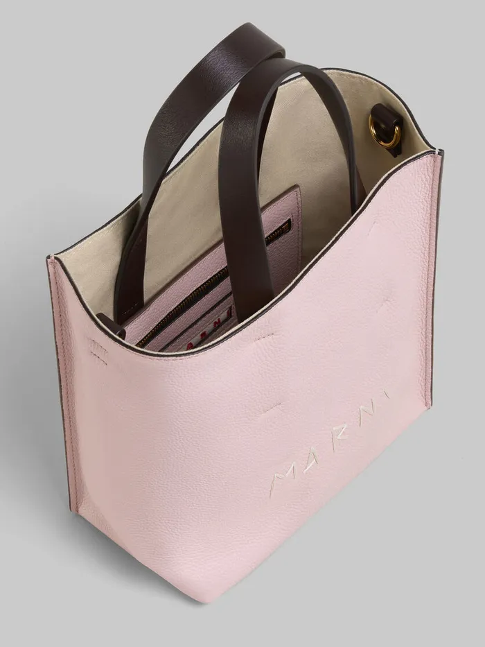 Museo Soft Mini Bag In Pink Colourblock Leather With Marni Mending Women Marni Tote Bags
