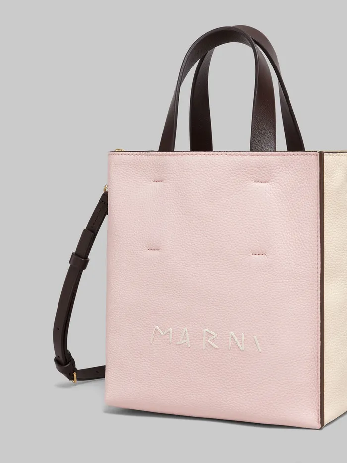Museo Soft Mini Bag In Pink Colourblock Leather With Marni Mending Women Marni Tote Bags