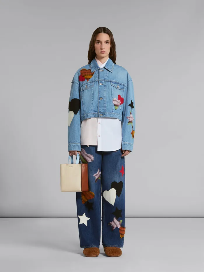 Museo Soft Mini Bag In White Brown And Light Blue Leather Women Marni Tote Bags