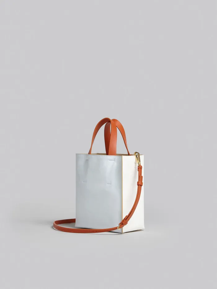 Museo Soft Mini Bag In White Light Blue And Orange Leather Women Marni Tote Bags