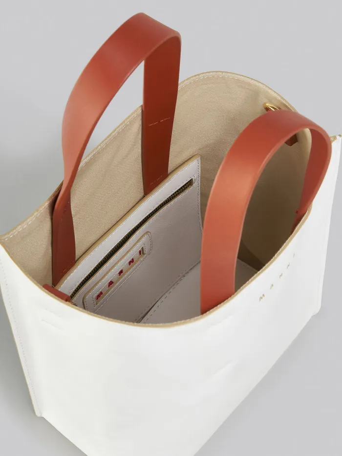Museo Soft Mini Bag In White Light Blue And Orange Leather Women Marni Tote Bags