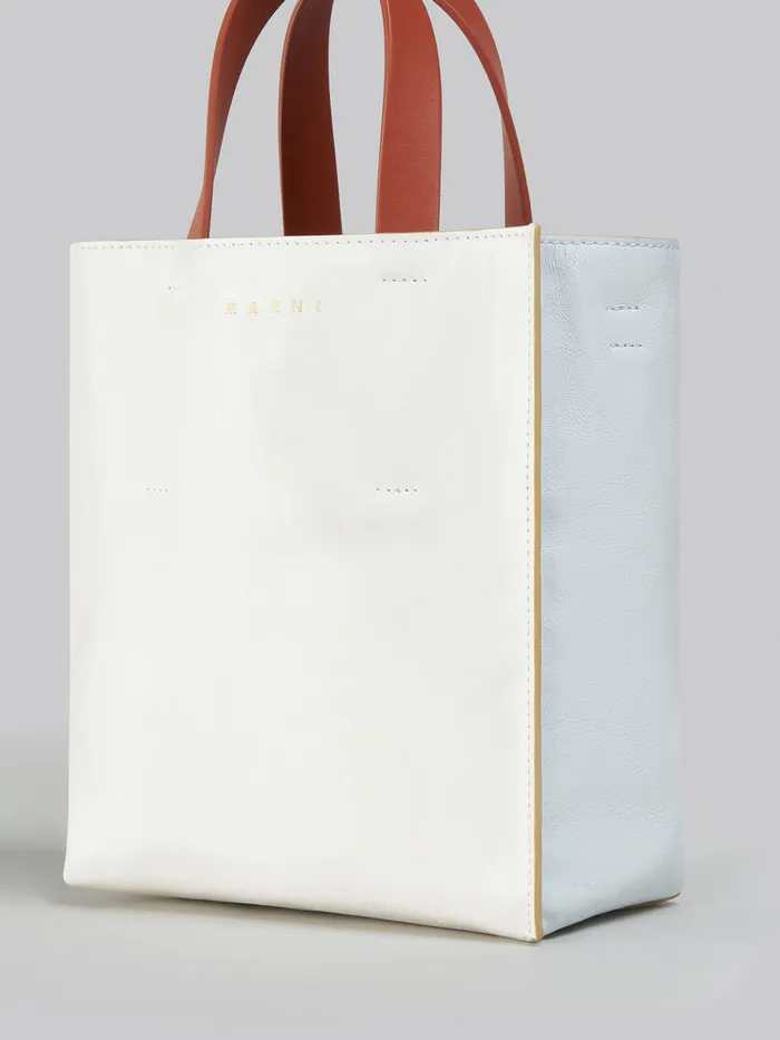 Museo Soft Mini Bag In White Light Blue And Orange Leather Women Marni Tote Bags