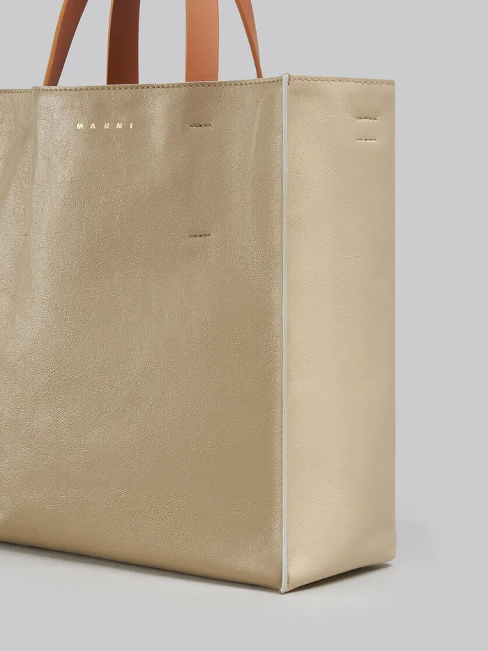 Museo Soft Small Bag In Greygreen And Beige Leather Women Marni Tote Bags