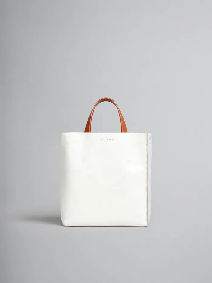 Museo Soft Small Bag In White And Light Blue Leather Women Marni Tote Bags