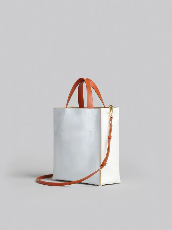 Museo Soft Small Bag In White And Light Blue Leather Women Marni Tote Bags