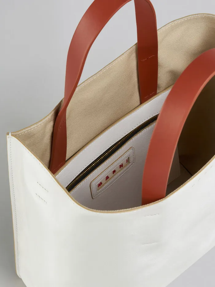 Museo Soft Small Bag In White And Light Blue Leather Women Marni Tote Bags