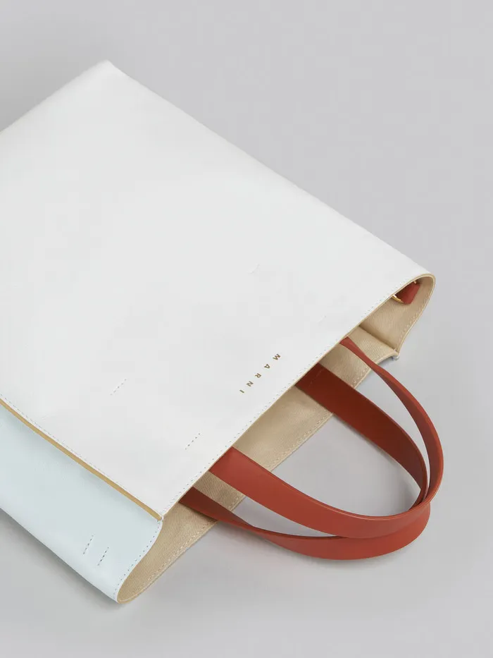 Museo Soft Small Bag In White And Light Blue Leather Women Marni Tote Bags