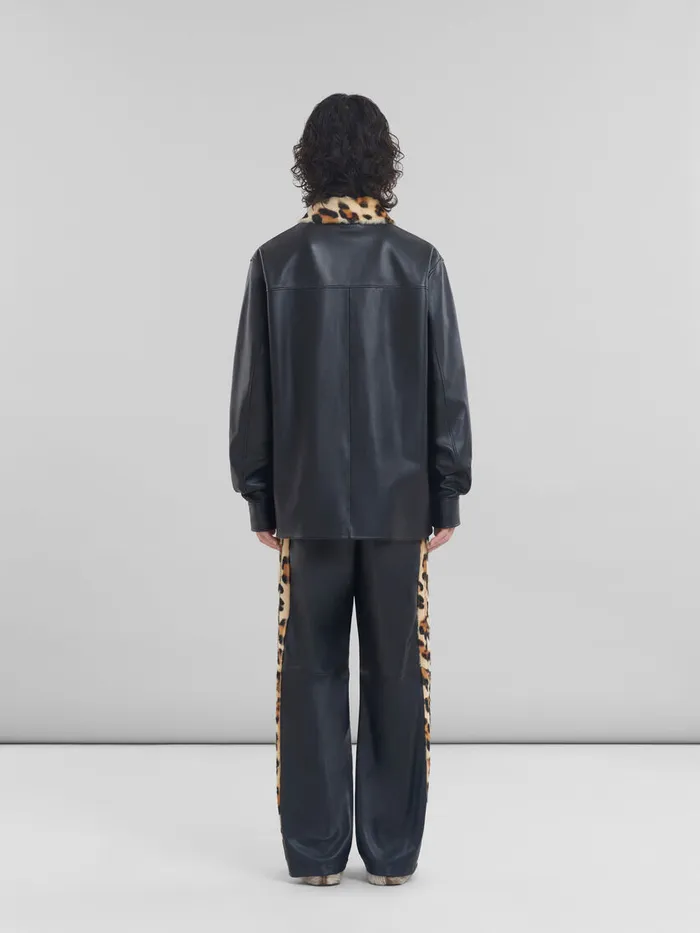 Nappa Leather Shirt With Animalier Shearling Collar Men Marni Tops and TShirts
