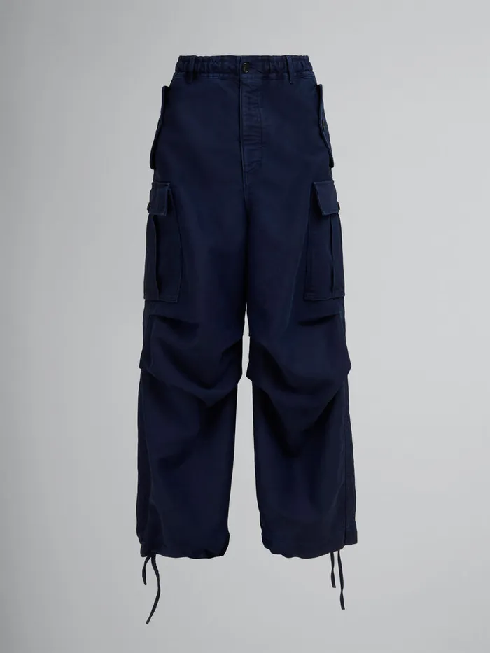 Navy Organic Moleskin Cargo Pants Men Marni Pants