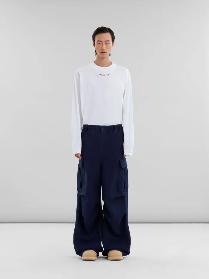 Navy Organic Moleskin Cargo Pants Men Marni Pants