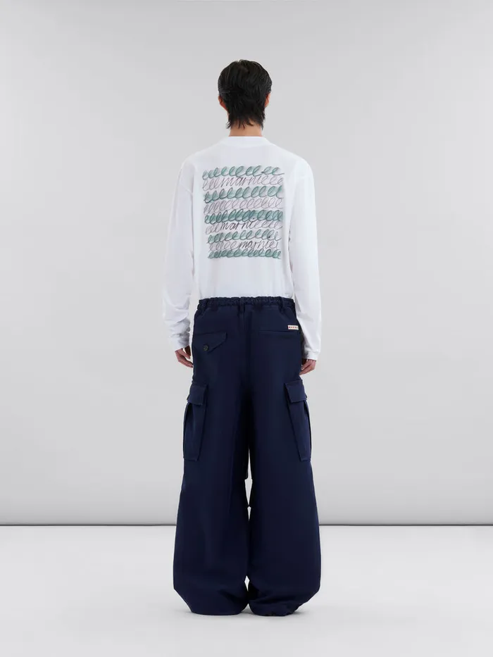 Navy Organic Moleskin Cargo Pants Men Marni Pants