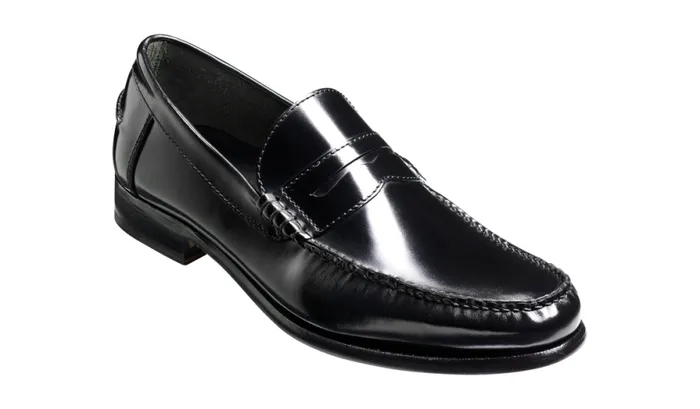 Newington 8211 Black HiShine Mens Barker Shoes Loafers