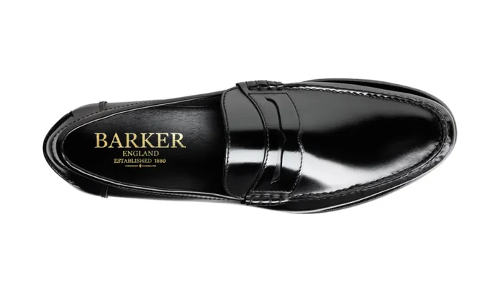 Newington 8211 Black HiShine Mens Barker Shoes Loafers