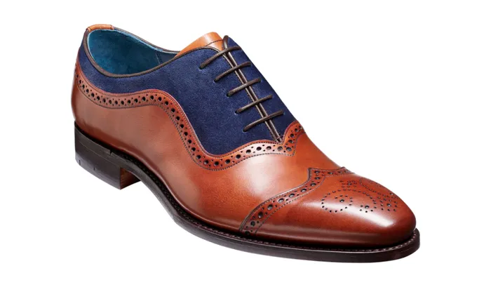 Nicholas 8211 Antique Rosewood Navy Suede Mens Barker Shoes Brogues
