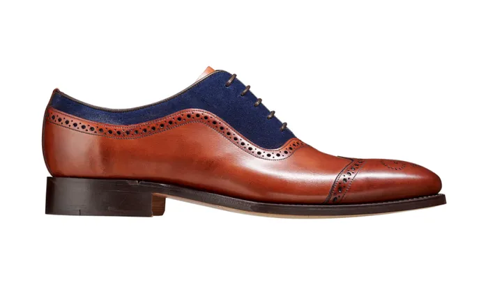 Nicholas 8211 Antique Rosewood Navy Suede Mens Barker Shoes Brogues