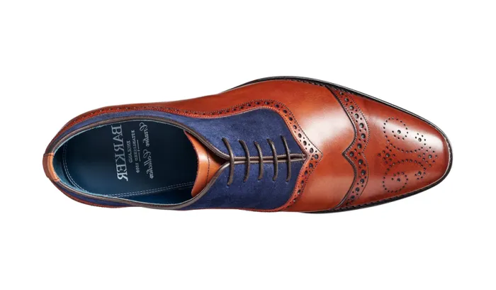 Nicholas 8211 Antique Rosewood Navy Suede Mens Barker Shoes Brogues