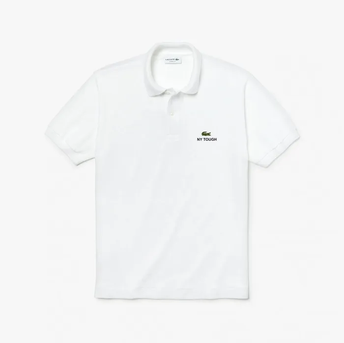 NY Tough Polo Shirt WhiteBlack Mens Lacoste Polos Gift for Friend
