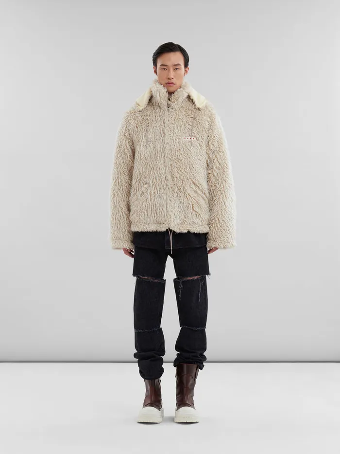 Oat Shaggy Jacket With Detachable Hood Men Marni Coats and Jackets