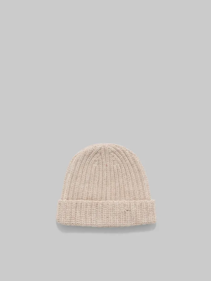 Oat Shetland Wool Beanie With Marni Mending Women Marni Hats