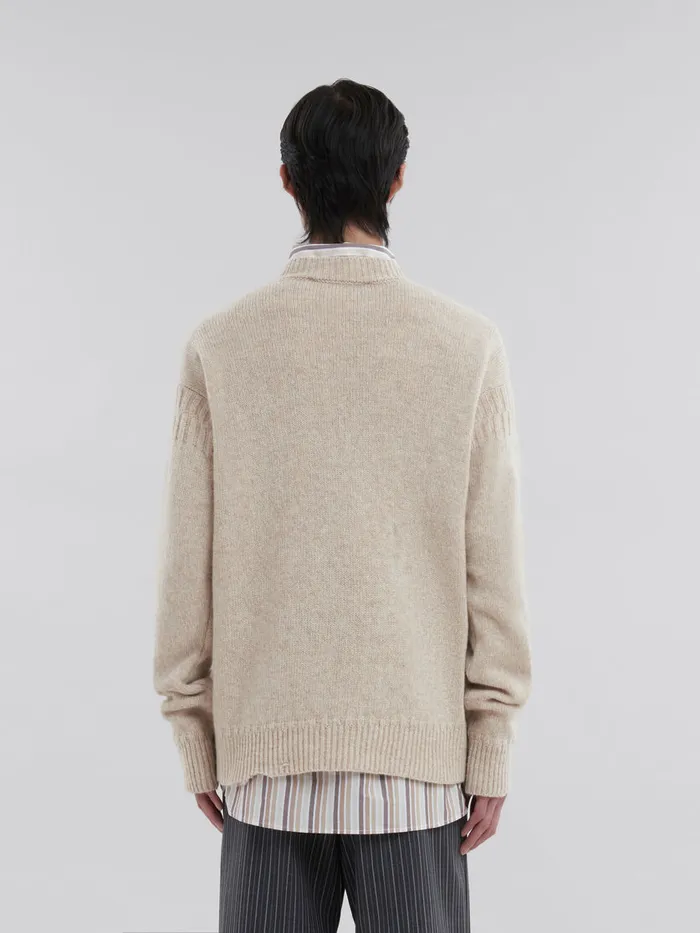 Oat Shetland Wool Jumper With Marni Mending Embroidery Men Marni Knitwear