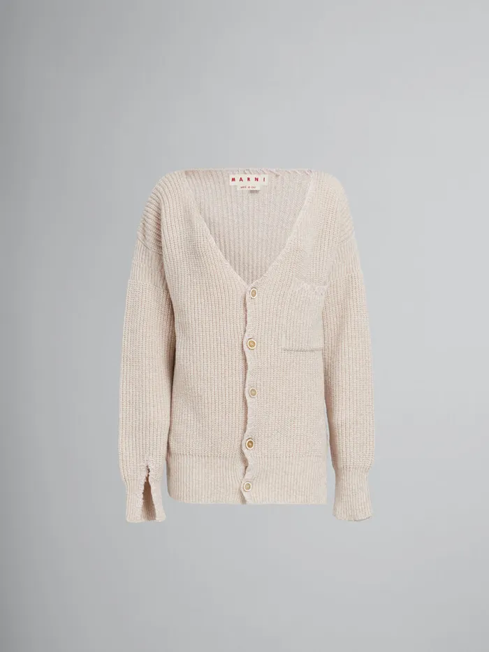 Oat Wool Cardigan With Marni Mending Women Marni Knitwear