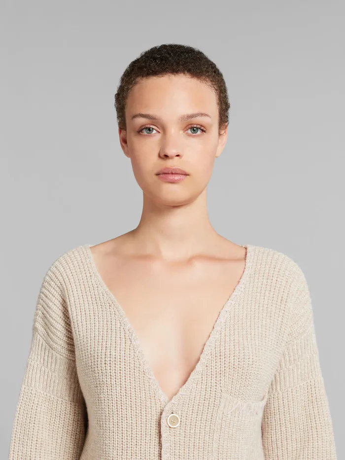 Oat Wool Cardigan With Marni Mending Women Marni Knitwear
