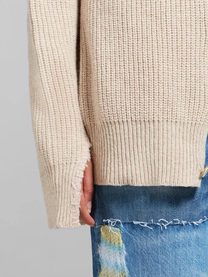 Oat Wool Cardigan With Marni Mending Women Marni Knitwear