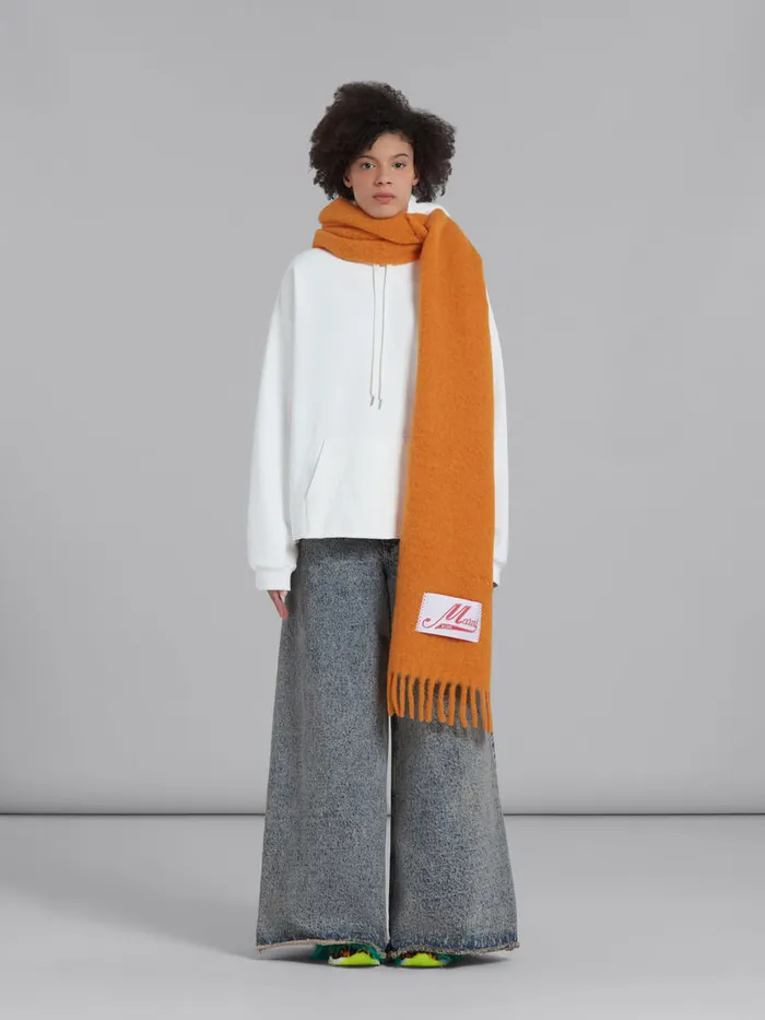 Orange Alpaca Scarf Women Marni Scarves