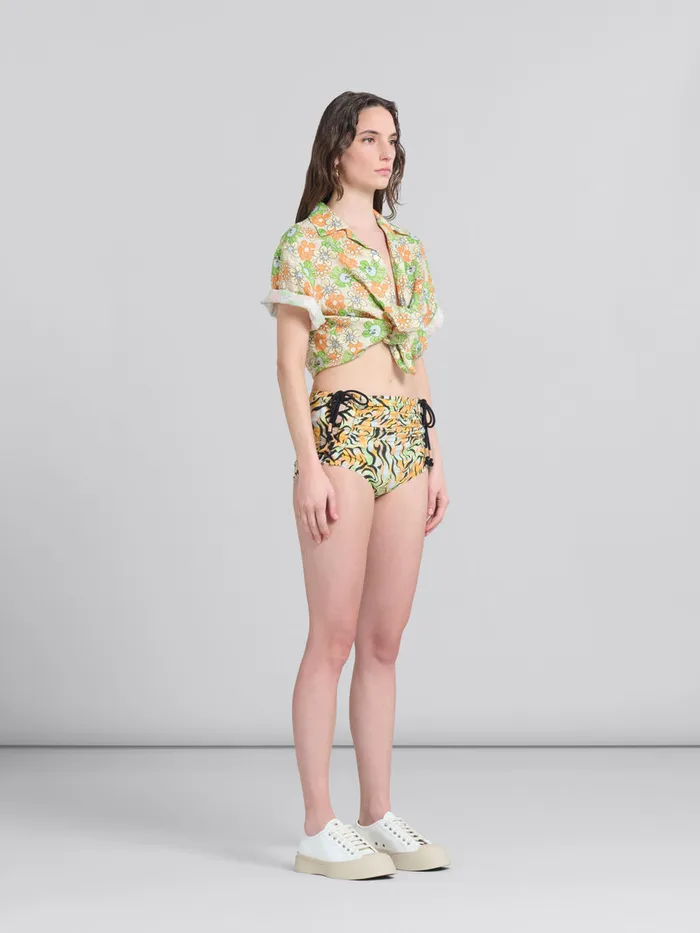 Orange And Green Printed Linen Shirt Women Marni Tops and TShirts