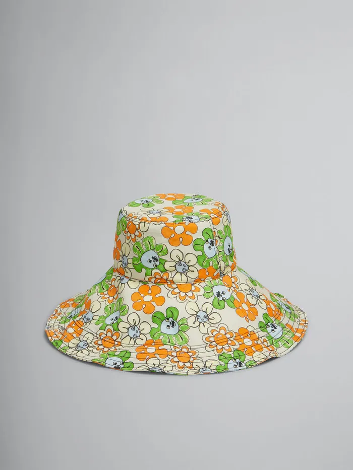 Orange And Green Printed Organic Gabardine Hat Women Marni Hats
