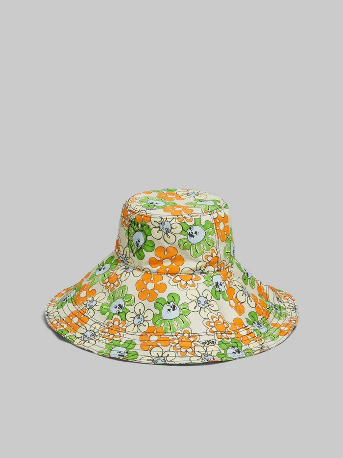 Orange And Green Printed Organic Gabardine Hat Women Marni Hats